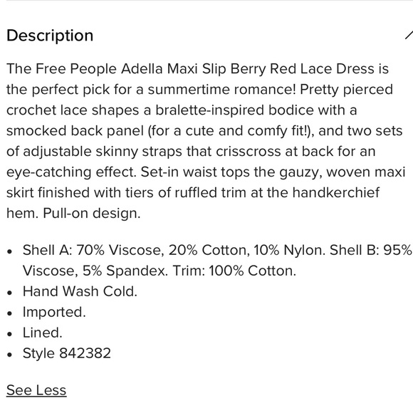 Free People ♥️ Adella Maxi Slip Berry Red Lace Dress ♥️ size xs - Picture 8 of 9